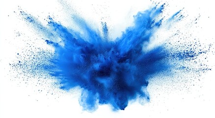 Canvas Print - Blue Powder Explosion on White Background