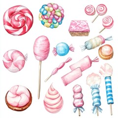 Wall Mural - Watercolor Candy Set.