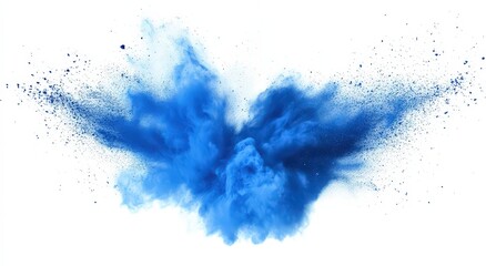 Poster - Blue Powder Explosion on White Background
