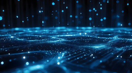 Poster - Abstract Blue Network with Glowing Lines and Bokeh Lights