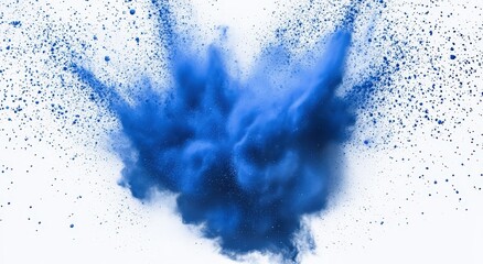 Poster - Blue Powder Explosion on Transparent Background