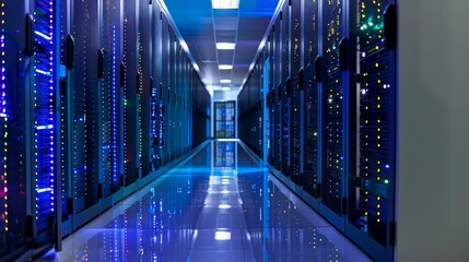 Poster - Modern Data Center Corridor with Server Racks