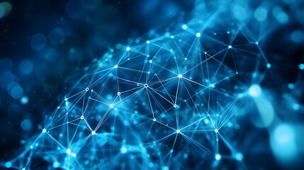 Poster - Abstract Blue Network with Interconnected Nodes and Lines