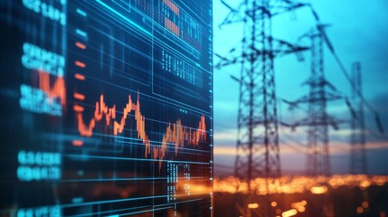 Wall Mural - energy consumption graphs and market trends analysis.