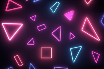 Fototapete - Text movement shown above vibrant geometric shapes set on a dark background