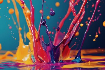 Poster - Dynamic paint burst effect on a vibrant background, creating distinct creative interpretations