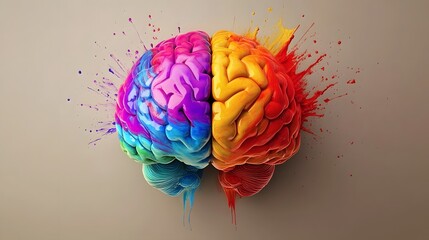 Poster - A Colorful Brain Exploding with Artistic Splashes