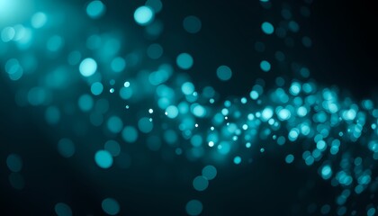 Shimmering Teal Bokeh on Black Gradient Celestial Abstract Waterfall Effect