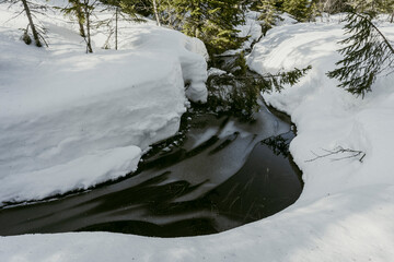 The brook between northern and southern Hutjern Lakes of the Totenaasen Hills,