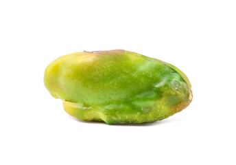 Wall Mural - One peeled pistachio nut isolated on white