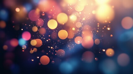 Poster - vibrant multicolored bokeh lights shimmering against a dark background at night creating a festive a