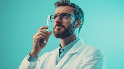 Thoughtful Male Scientist Holding a Test Tube