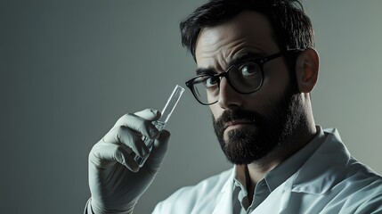 Poster - A Man in a Lab Coat Holding a Test Tube