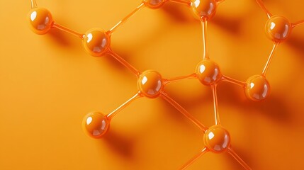 Poster - Abstract Orange Spheres Connected by Thin Lines