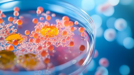 Poster - Orange and Yellow Spheres Suspended in a Petri Dish