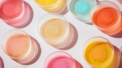 Poster - Colorful Petri Dishes with Bacterial Cultures