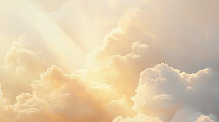 Canvas Print -   A plane soaring in the sky amidst numerous clouds, with the sun illuminating them