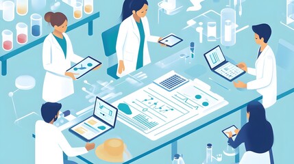 Poster - A Team of Scientists Collaborating in a Laboratory Setting