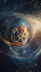 Wall Mural - a swirling galaxy filled with bright stars and cosmic dust in a dark blue universe