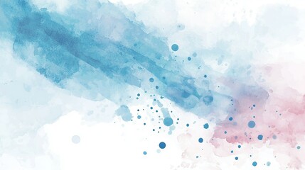 Wall Mural -   Blue-and-pink watercolor background featuring circles and dots on both sides of the image