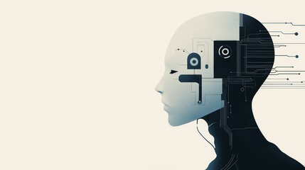 Poster - Futuristic Robot Profile with Technology Elements