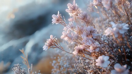 Wall Mural - Delicate White and Pink Flowers in a Soft Focus