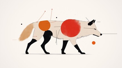 Poster - Artistic Illustration of a Fox with Abstract Design Elements