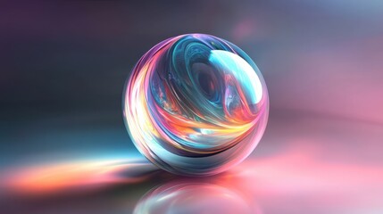 Wall Mural - An abstract 3D orb with swirling colors and a soft inner glow