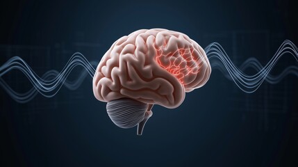 Poster - Brain Concept with Neural Waves and Signals
