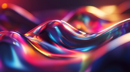 A dynamic 3D holographic wave with fluid forms and a shifting rainbow effect