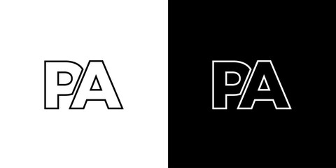 Poster - Letter P and A, PA logo design template. Minimal monogram initial based logotype.