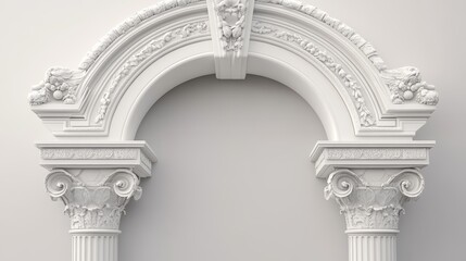 Wall Mural - realistic 3d vector illustration of ancient roman archway made of white clay with decorative ornamen