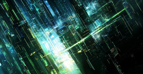 Poster - Abstract futuristic technological background, floating circuits, charts, digits elements. Nano chip circuit, modern micro electrons on digital gadget board 3D rendering.