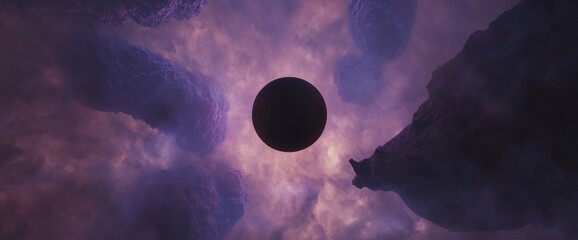 Wall Mural - science fiction wallpaper with a black hole. beautiful graphics on the background, such as water wav