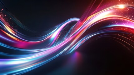 Wall Mural - A swirling 3D ribbon with a smooth glow and colorful light trails