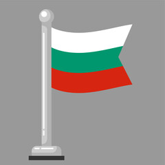 Wall Mural - Mini Icon of Bulgarian Flag Waving on a Pole Isolated on Gray Background. Flat Style Vector Illustration in editable and scalable EPS. For Graphic Design Elements or Easy Printing