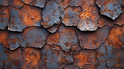 Canvas Print - Textured surface of rusted and peeling metal.