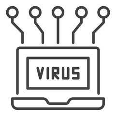 Poster - Computer Virus in Laptop vector linear icon or symbol