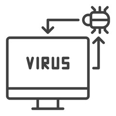 Wall Mural - Bug in Computer vector PC Viruses icon or symbol in outline style