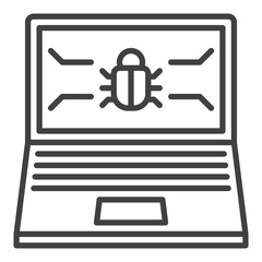 Poster - Laptop Screen with Computer Virus vector Internet Security thin line icon or design element