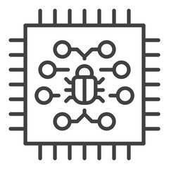 Poster - PC Chip with Virus vector icon or symbol in outline style