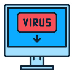 Poster - PC Computer Virus Malware vector colored icon or logo element