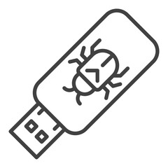 Poster - USB portable device with Computer Virus vector Security thin line icon or symbol