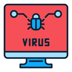 Poster - PC Virus Scan vector colored icon or sign