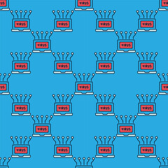 Poster - Computer Virus on Laptop vector colored seamless pattern