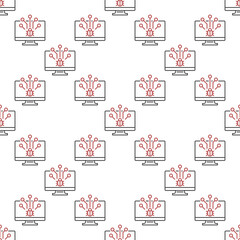 Poster - Computer Virus in PC vector outline seamless pattern