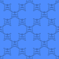 Poster - Laptop with Virus on Screen vector Computer Virus seamless pattern in thin line style