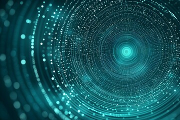 Poster - Abstract circular pattern with dynamic light effects in teal tones