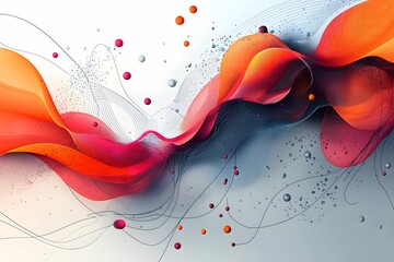 Colorful abstract waves with dynamic lines and vibrant spheres