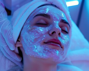 Woman Enjoying Facial Treatment at Spa